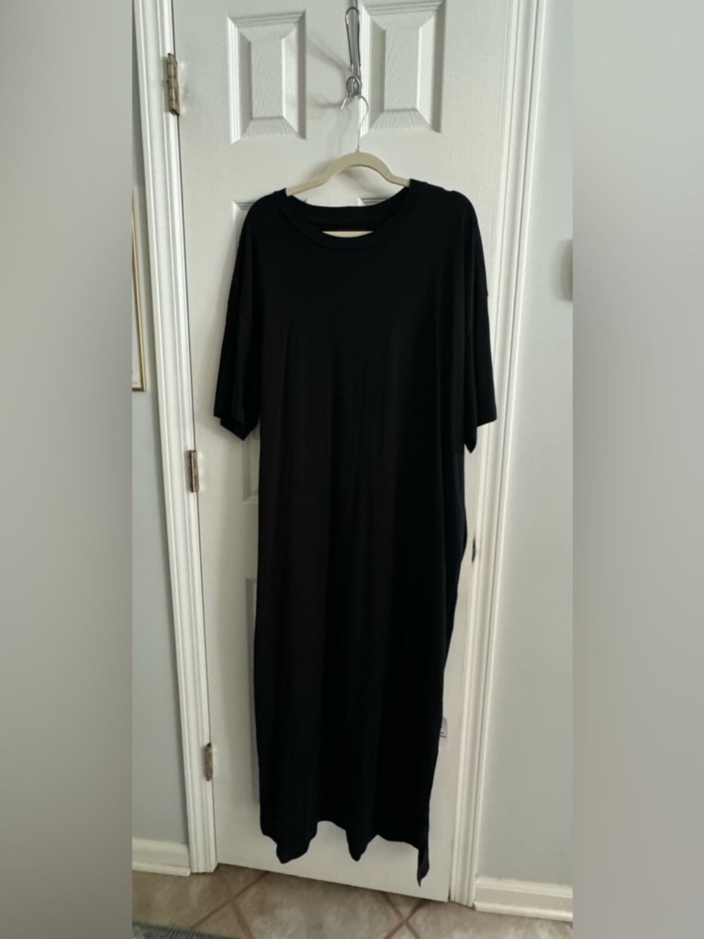 ASOS DESIGN oversized midi maxi t-shirt dress in black 12 NWT